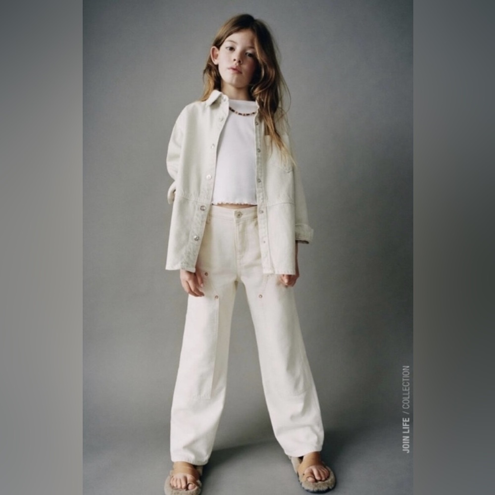 ZARA girls solid color denim overshirt